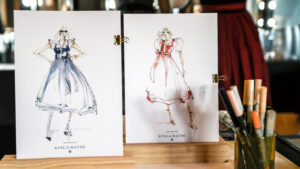 Live Fashion Illustration von Nadja König beim Wiesn-Event von Kinga Mathe