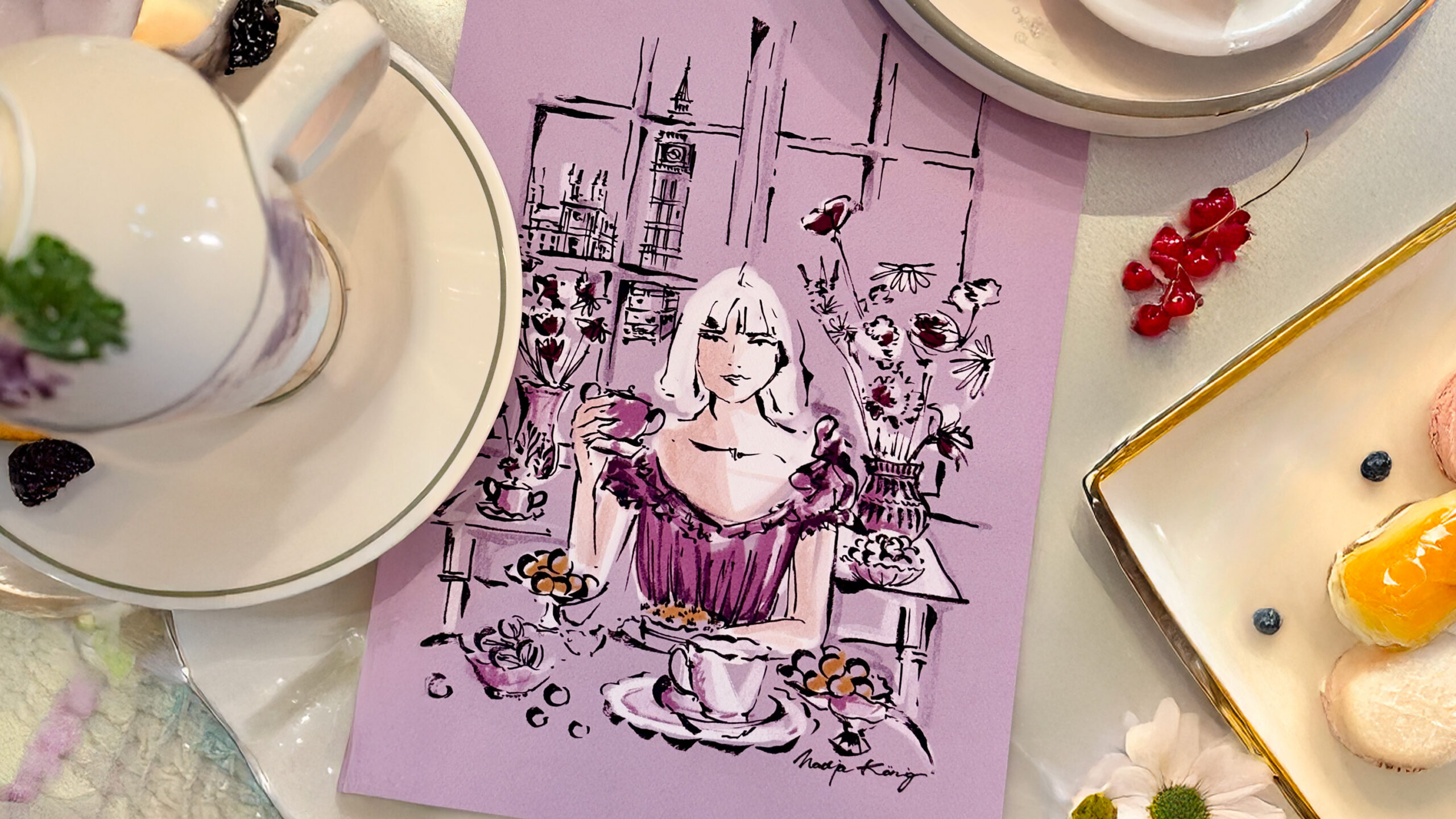 London Afternoon Tea - Illustration by Nadja König