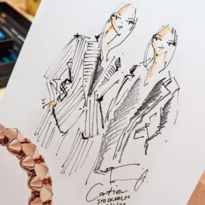 Live Fashion Illustration zweier Gäste von Nadja König beim Clash de Cartier Event in Stockholm