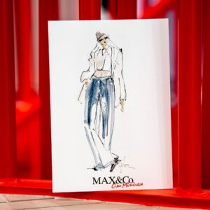Live Fashion Illustration von Nadja König auf Max&Co Karte beim Grand Opening in München